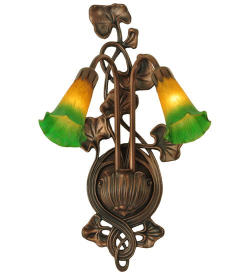 Meyda Tiffany Amber/Green Pond Lily 16573 Wall Light - Nickel