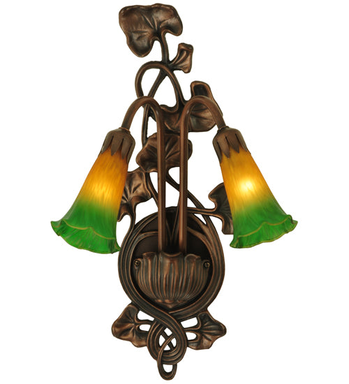 Meyda Tiffany Amber/Green Pond Lily 16573 Wall Light - Nickel