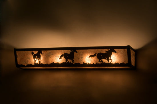 Meyda Tiffany Running Horses 165969 Bath Vanity Light 30 in. wide - Oil Rubbed Bronze