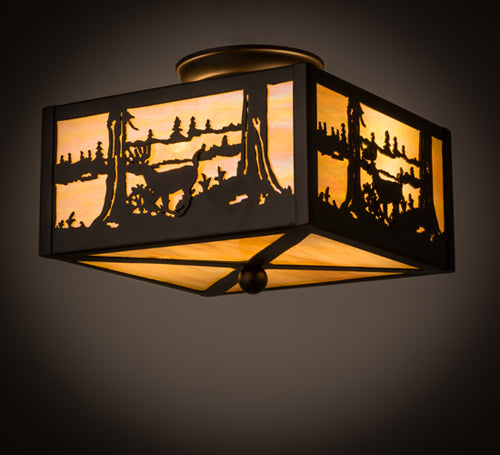 Meyda Tiffany Deer At Lake 166326 Ceiling Light - Oil Rubbed Bronze