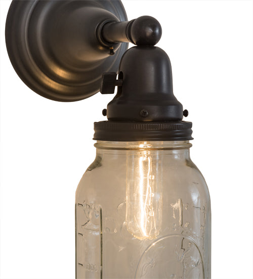 Meyda Tiffany Mason Jar 167353 Wall Light - Craftsman Brown