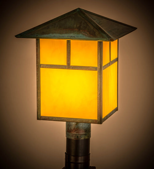 Meyda Tiffany Lighting 167903 Seneca One Light Post Mount Outdoor Verde