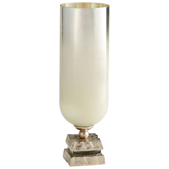 Cyan 09772 Vases & Planters - Nickel And Snow White Glass