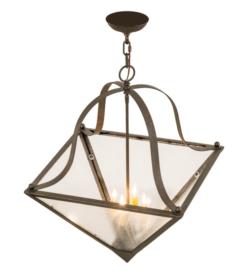 Meyda Tiffany Zale 170136 Pendant Light - Gilded Tobacco/Clear Seedy Glass