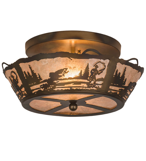 Meyda Tiffany Fly Fishing Creek 170968 Ceiling Light - Antique Copper,Burnished