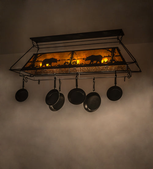 Meyda Tiffany Bear At Lake 172029 Pendant Light - Black/Amber Mica