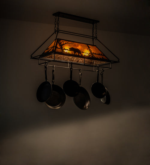 Meyda Tiffany Bear At Lake 172036 Pendant Light - Black/Amber Mica