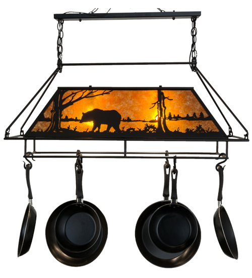 Meyda Tiffany Bear At Lake 172036 Pendant Light - Black/Amber Mica