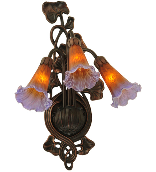 Meyda Tiffany Amber/Purple Pond Lily 17205 Wall Light - Mahogany Bronze