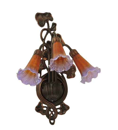 Meyda Tiffany Amber/Purple Pond Lily 17205 Wall Light - Mahogany Bronze