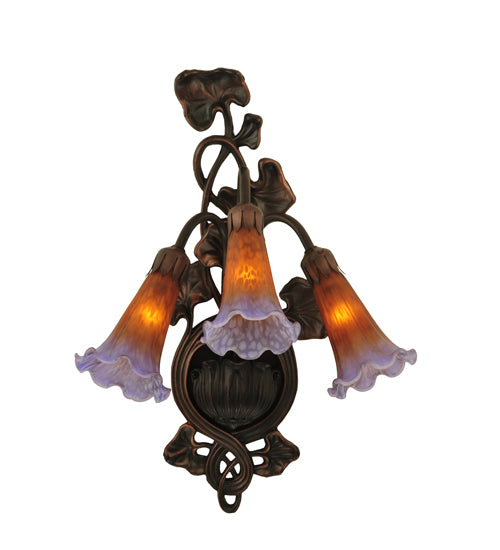 Meyda Tiffany Amber/Purple Pond Lily 17205 Wall Light - Mahogany Bronze