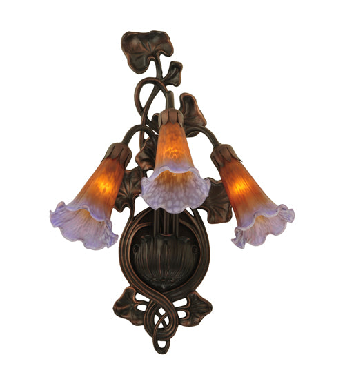 Meyda Tiffany Amber/Purple Pond Lily 17205 Wall Light - Mahogany Bronze