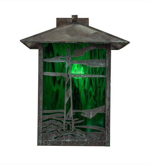 Meyda Tiffany Lighthouse & Trawler 172099 Wall Light - Verdigris