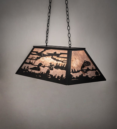 Meyda Tiffany Leaping Trout & Loon 172280 Pendant Light - Chrome, Crystal