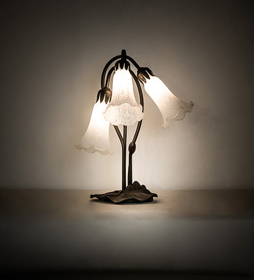 Meyda Tiffany Lighting 173809 White Three Light Table Lamp Lamp Bronze / Dark