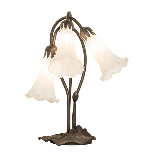 Meyda Tiffany Lighting 173809 White Three Light Table Lamp Lamp Bronze / Dark
