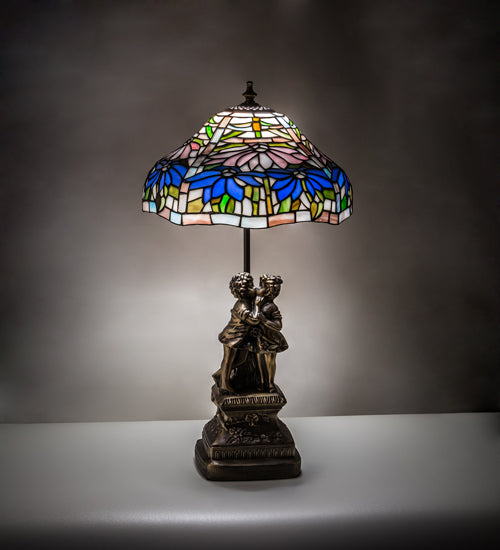 Meyda Tiffany Lighting 173824 Tiffany Poinsettia One Light Accent Lamp Lamp Bronze / Dark