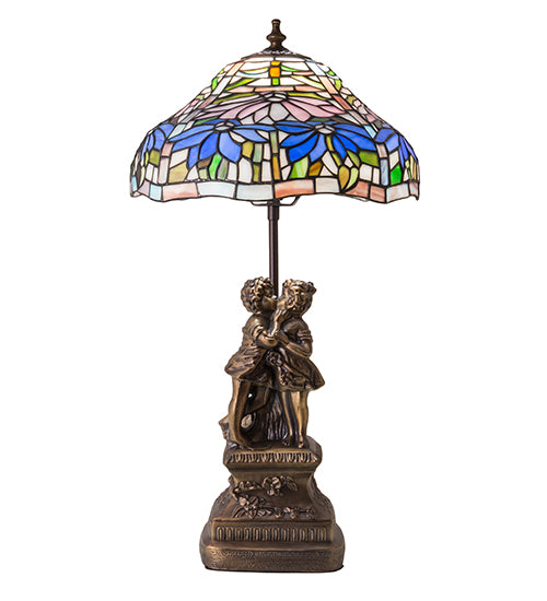 Meyda Tiffany Lighting 173824 Tiffany Poinsettia One Light Accent Lamp Lamp Bronze / Dark