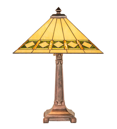 Meyda Tiffany Lighting 17382 Diamond Band Mission Two Light Table Lamp Lamp Bronze / Dark