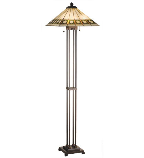 Meyda Tiffany Lighting 17385 Diamond Band Mission Two Light Floor Lamp Lamp Bronze / Dark