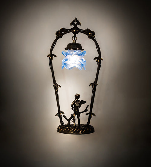 Meyda Tiffany Lighting 17428 Blue Cherub One Light Mini Lamp Lamp Brass - Antique