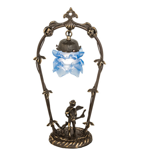 Meyda Tiffany Lighting 17428 Blue Cherub One Light Mini Lamp Lamp Brass - Antique