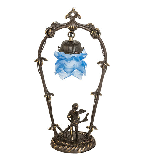 Meyda Tiffany Lighting 17428 Blue Cherub One Light Mini Lamp Lamp Brass - Antique