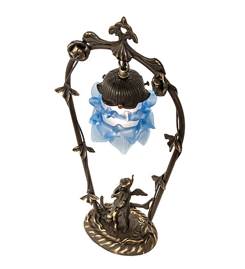 Meyda Tiffany Lighting 17428 Blue Cherub One Light Mini Lamp Lamp Brass - Antique