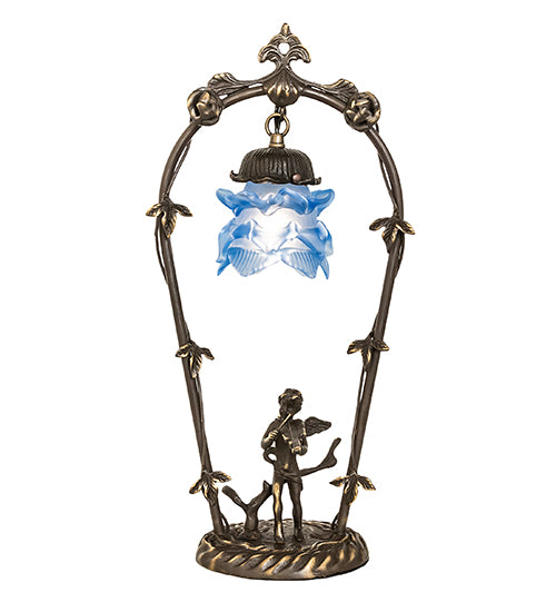 Meyda Tiffany Lighting 17428 Blue Cherub One Light Mini Lamp Lamp Brass - Antique