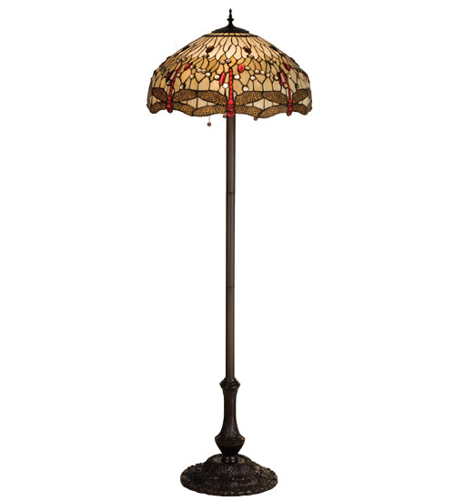 Meyda Tiffany Lighting 17473 Tiffany Hanginghead Dragonfly Three Light Floor Lamp Lamp Bronze / Dark