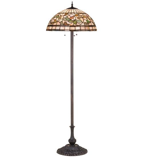 Meyda Tiffany Lighting 17534 Tiffany Turning Leaf Three Light Floor Lamp Lamp Bronze / Dark