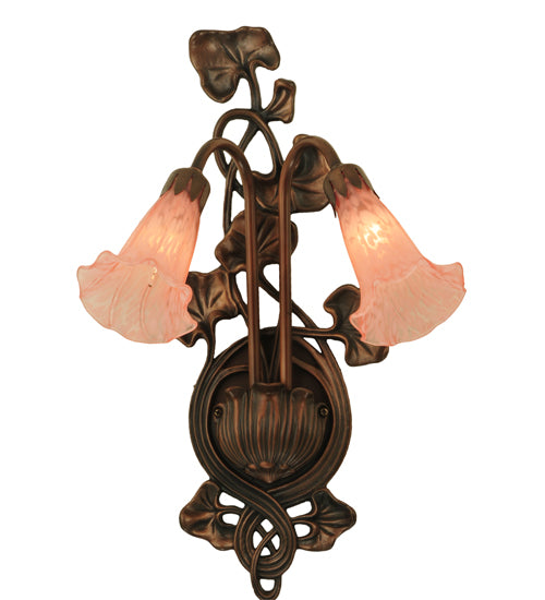 Meyda Tiffany Pink Pond Lily 17552 Wall Light - Bronze