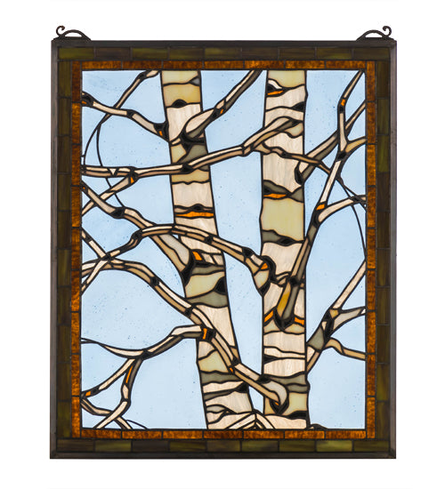 Meyda Tiffany Lighting 175993 Birch Tree In Winter Window Home Decor Bronze / Dark