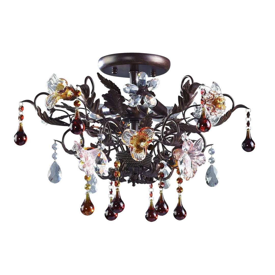 Elk Cristallo Fiore 7044/3 Ceiling Light - Deep Rust