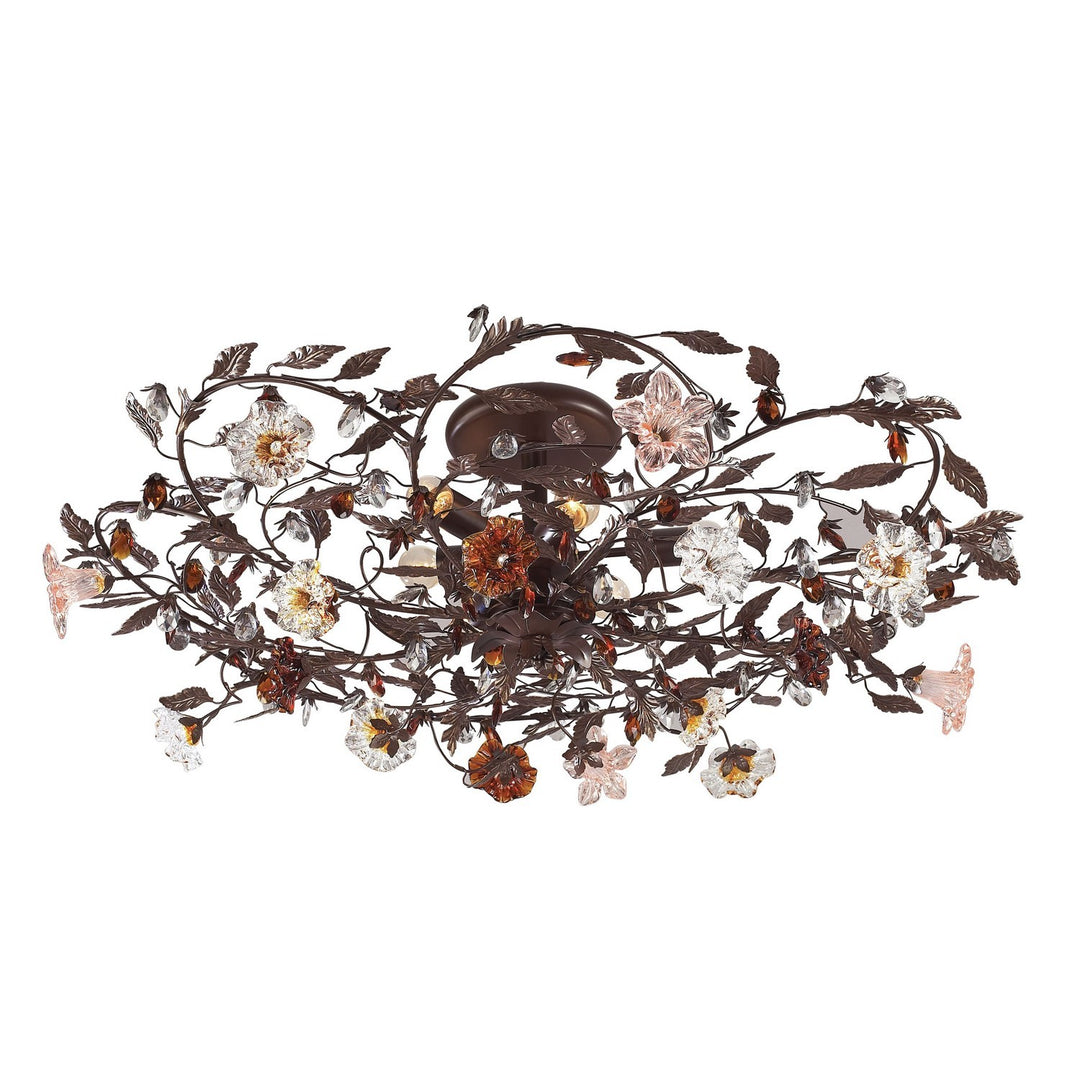 Elk Cristallo Fiore 7047/6 Ceiling Light - Deep Rust