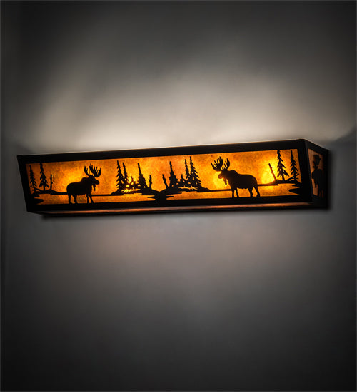 Meyda Tiffany Moose At Lake 176495 Bath Vanity Light 36 in. wide - Mahogany Bronze