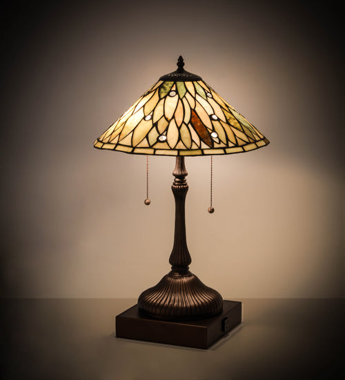 Meyda Tiffany Lighting 177068 Dew Drop Two Light Table Lamp Lamp Bronze / Dark