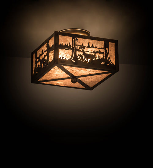 Meyda Tiffany Deer At Lake 177245 Ceiling Light - Antique Copper,Burnished