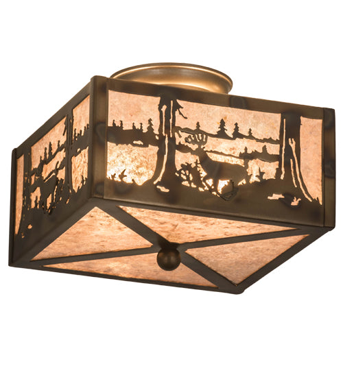 Meyda Tiffany Deer At Lake 177245 Ceiling Light - Antique Copper,Burnished