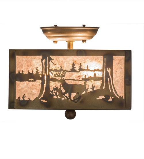 Meyda Tiffany Deer At Lake 177245 Ceiling Light - Antique Copper,Burnished