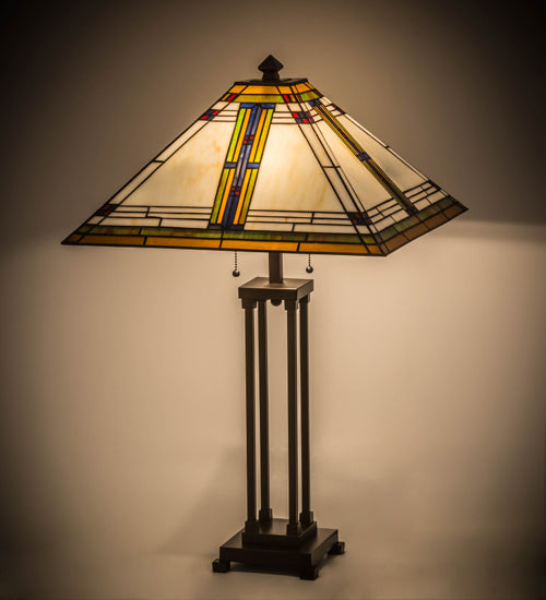 Meyda Tiffany Lighting 177348 Nevada Two Light Table Lamp Lamp Bronze / Dark