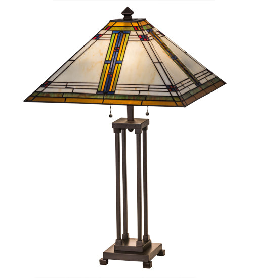 Meyda Tiffany Lighting 177348 Nevada Two Light Table Lamp Lamp Bronze / Dark