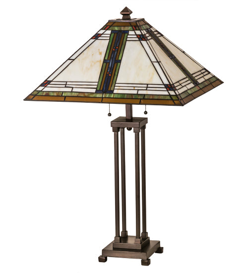Meyda Tiffany Lighting 177348 Nevada Two Light Table Lamp Lamp Bronze / Dark