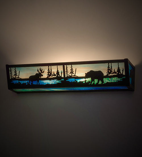 Meyda Tiffany Moose & Black Bear 178257 Bath Vanity Light 24 in. wide - Timeless Bronze