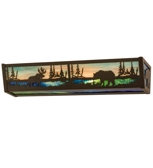 Meyda Tiffany Moose & Black Bear 178257 Bath Vanity Light 24 in. wide - Timeless Bronze