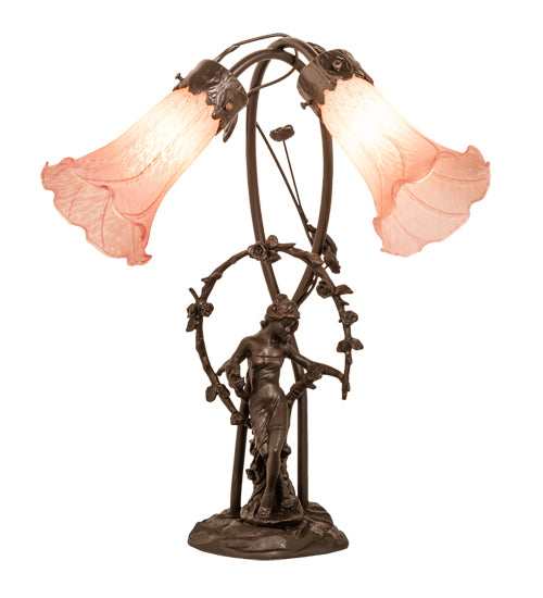 Meyda Tiffany Lighting 17858 Pink Two Light Accent Lamp Lamp Bronze / Dark