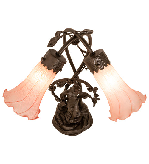 Meyda Tiffany Lighting 17858 Pink Two Light Accent Lamp Lamp Bronze / Dark