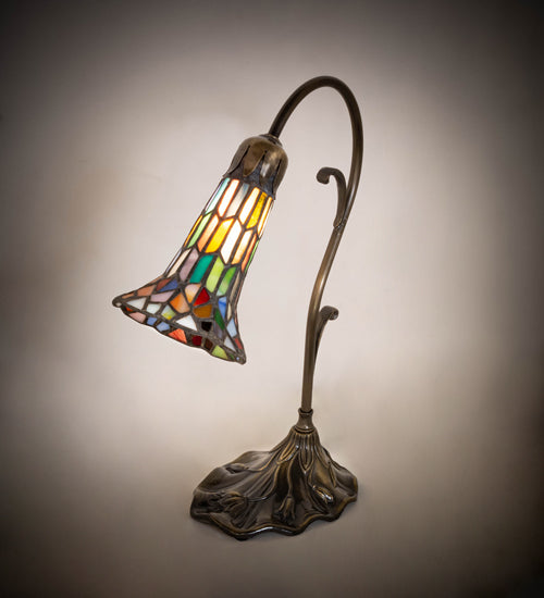 Meyda Tiffany Lighting 17866 Stained Glass Pond Lily Mini Lamp Lamp Bronze / Dark