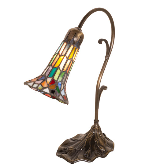 Meyda Tiffany Lighting 17866 Stained Glass Pond Lily Mini Lamp Lamp Bronze / Dark