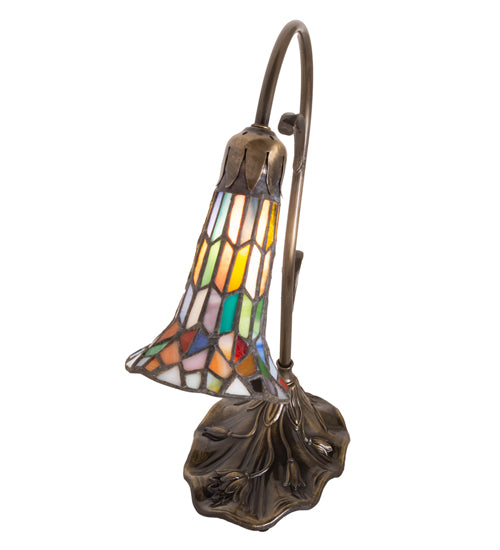 Meyda Tiffany Lighting 17866 Stained Glass Pond Lily Mini Lamp Lamp Bronze / Dark